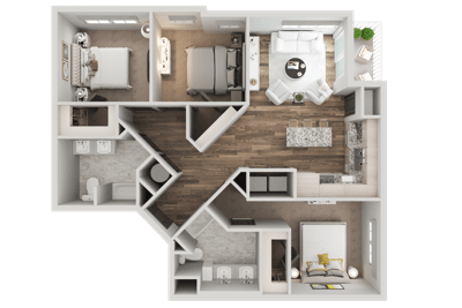 a 1 bedroom floor plan is shown with a bathroom and a living room